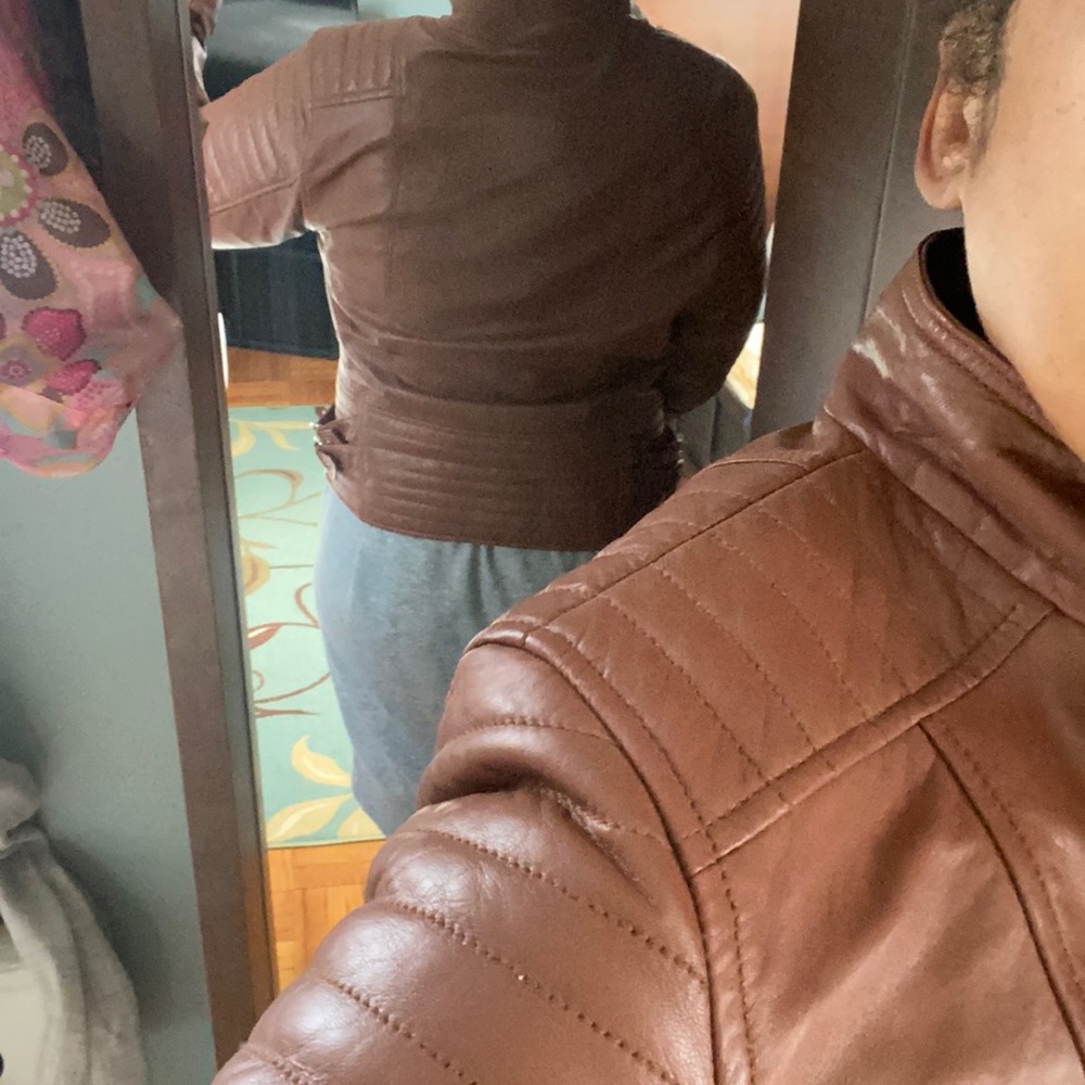 Barney’s deep tan real leather jacket - Picture 10 of 14